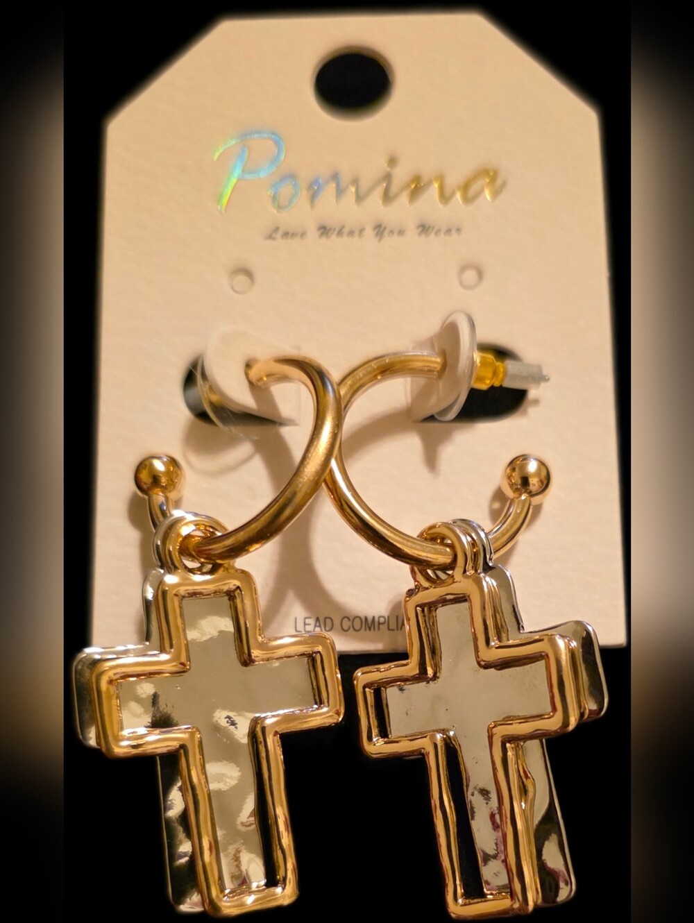 Pomina Mixed Metal Cross Hoop Earrings